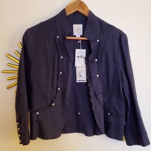 Think Tank Linen Cropped Military Jacket